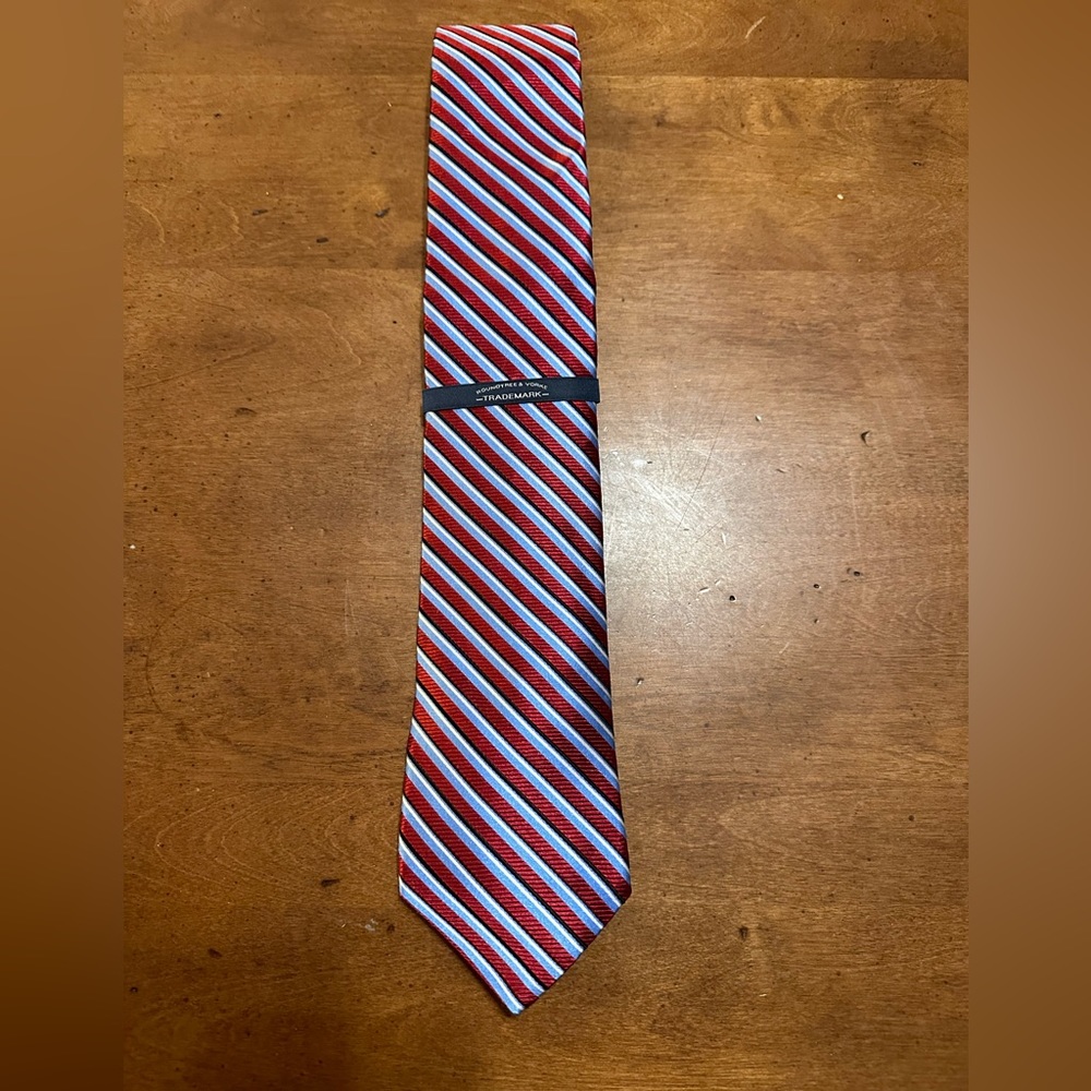 Men’s 100% silk diagonal slant stripe red, white, blue 3 1/8 tie